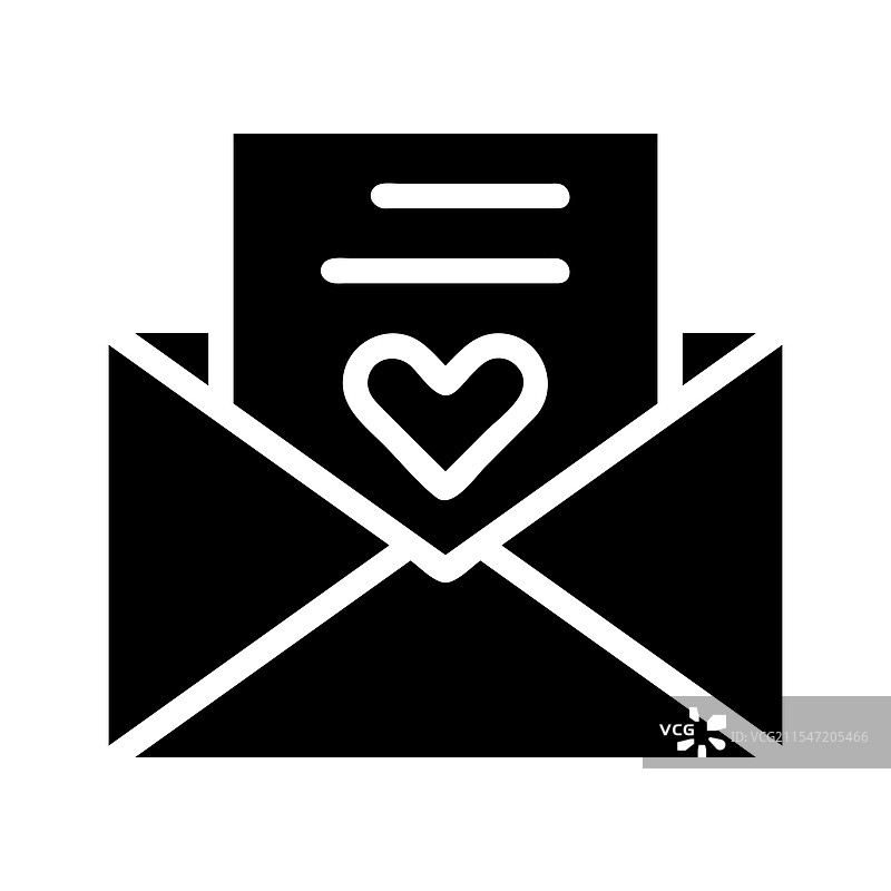 带有心形符号的信封中的情书概念图片素材