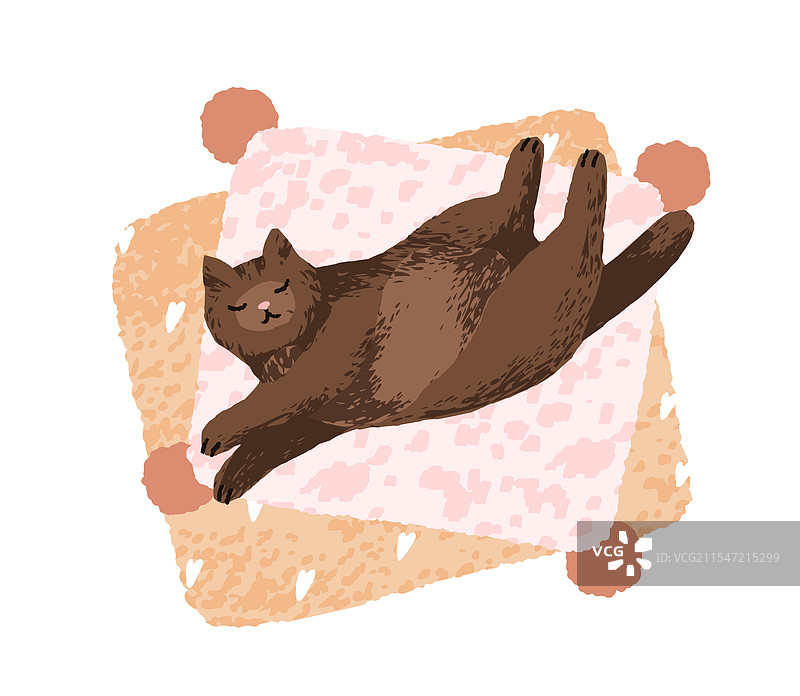 可爱的猫咪躺在舒适的垫子上，真是太迷人了。图片素材