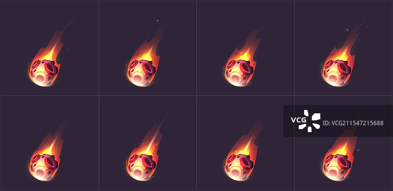 燃烧的小行星动画序列图片素材