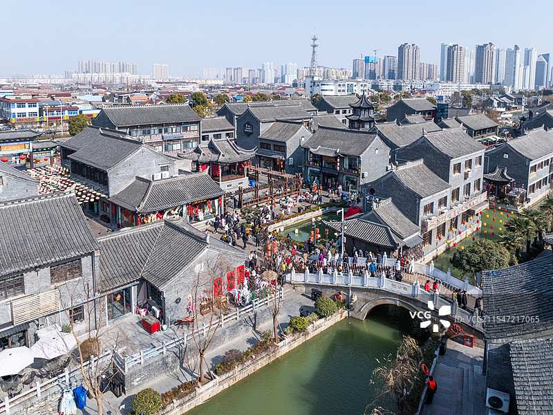 淮安市河下古镇航拍图片素材