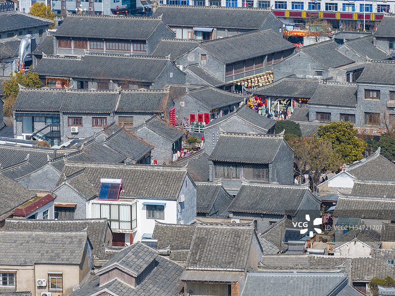 淮安市河下古镇航拍图片素材