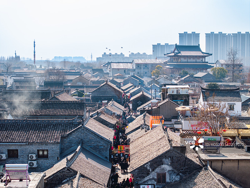 淮安市河下古镇航拍图片素材