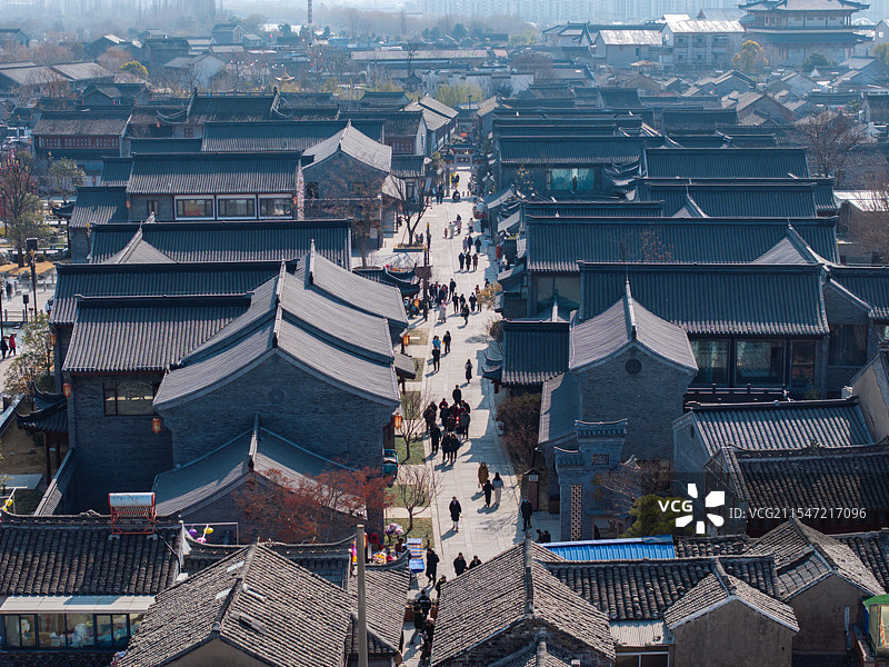 淮安市河下古镇航拍图片素材