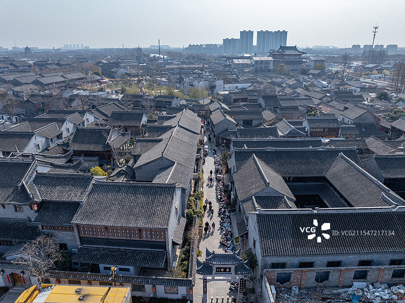 淮安市河下古镇航拍图片素材