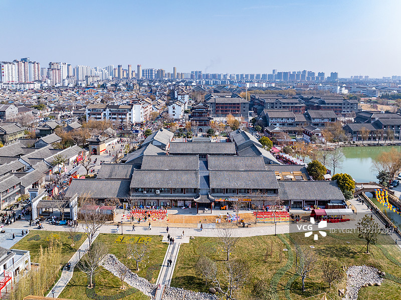 淮安市河下古镇航拍图片素材