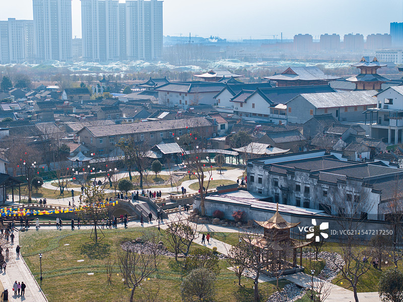 淮安市河下古镇航拍图片素材