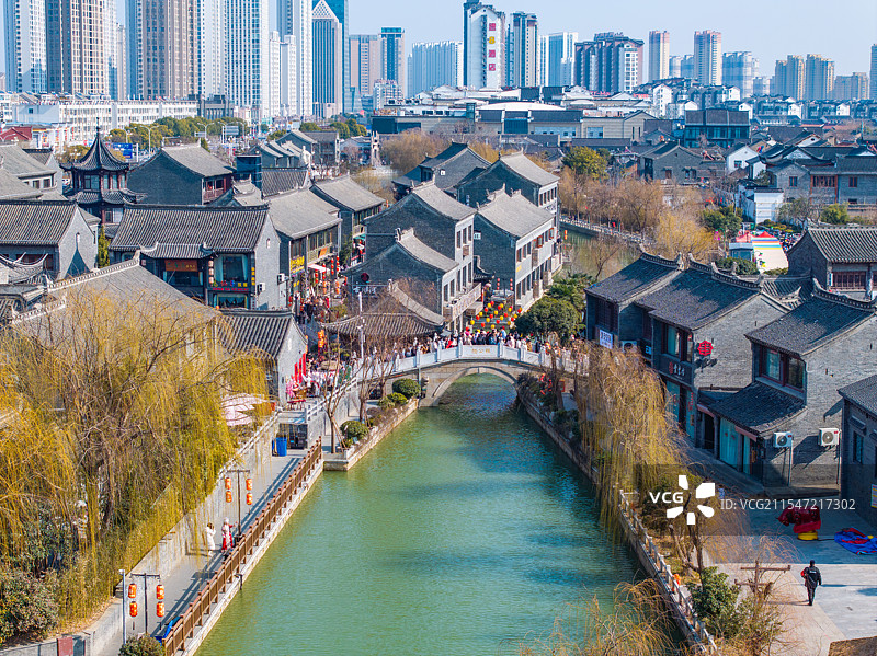 淮安市河下古镇航拍图片素材