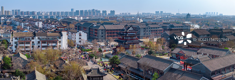 淮安市河下古镇全景航拍图片素材