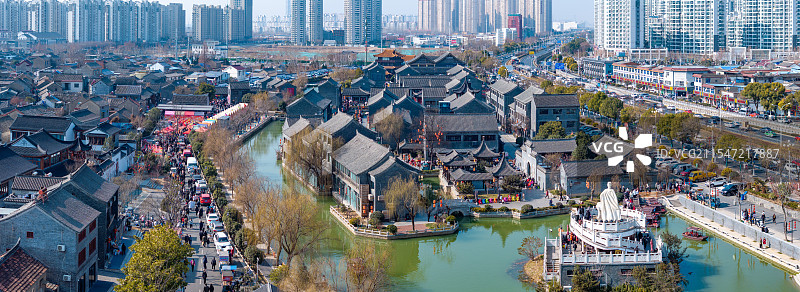 淮安市河下古镇全景航拍图片素材