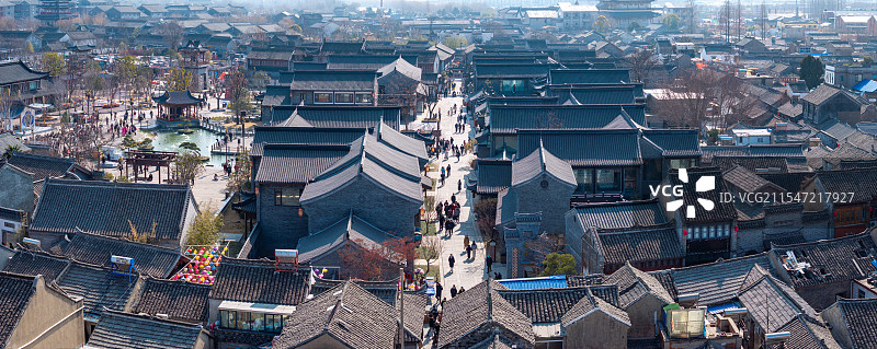 淮安市河下古镇全景航拍图片素材
