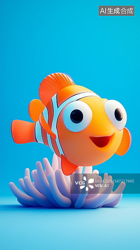 【AI数字艺术】3D卡通小丑鱼图片素材