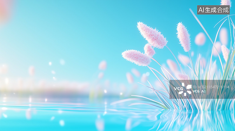 【AI数字艺术】3D卡通河边的蒲苇图片素材
