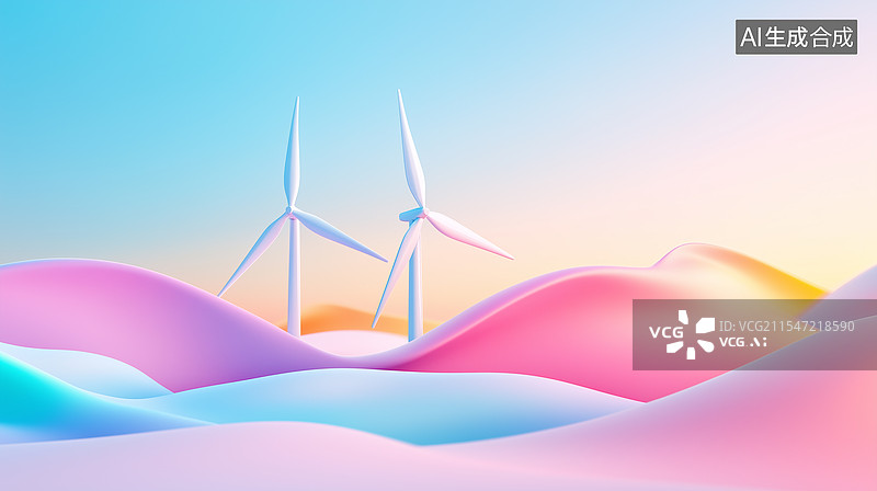【AI数字艺术】3D风能发电节能环保插图图片素材