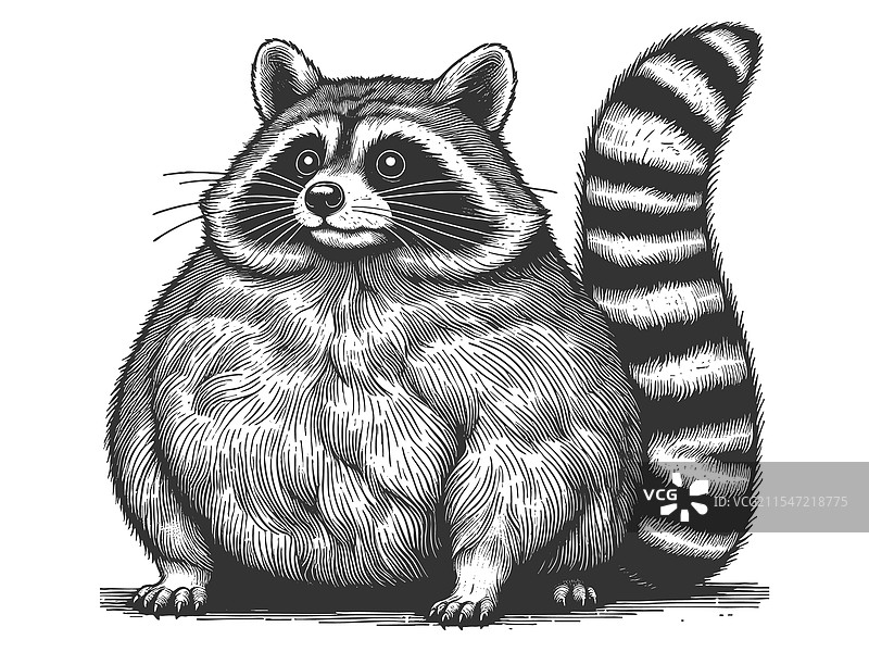 胖胖的浣熊雕刻图片素材