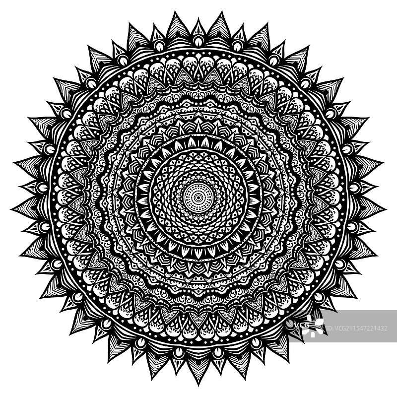 曼荼罗风格的圆形图案，采用海娜纹样图片素材