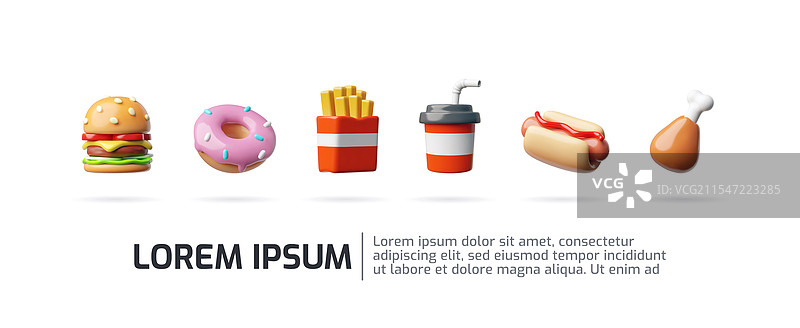 快餐的3D横幅图片素材