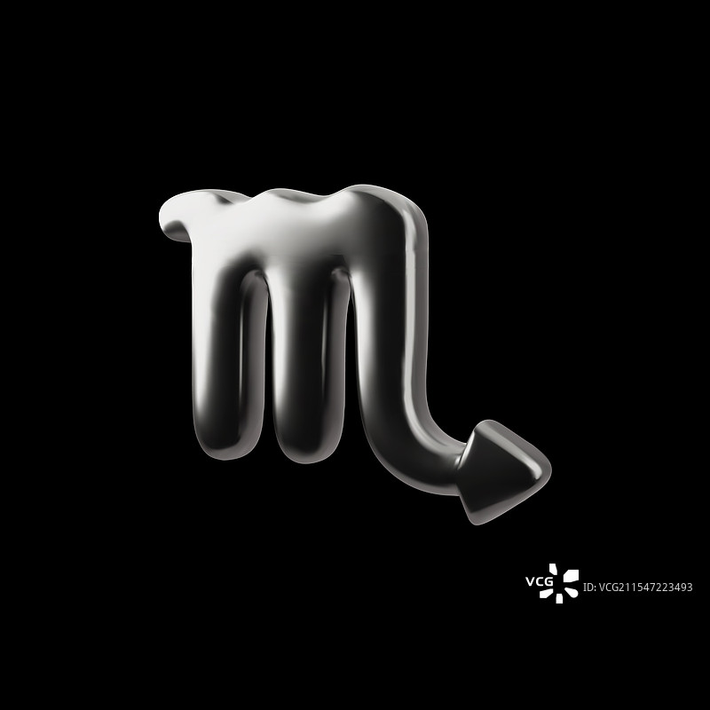 3D天蝎座星座光泽铬效果金属图片素材