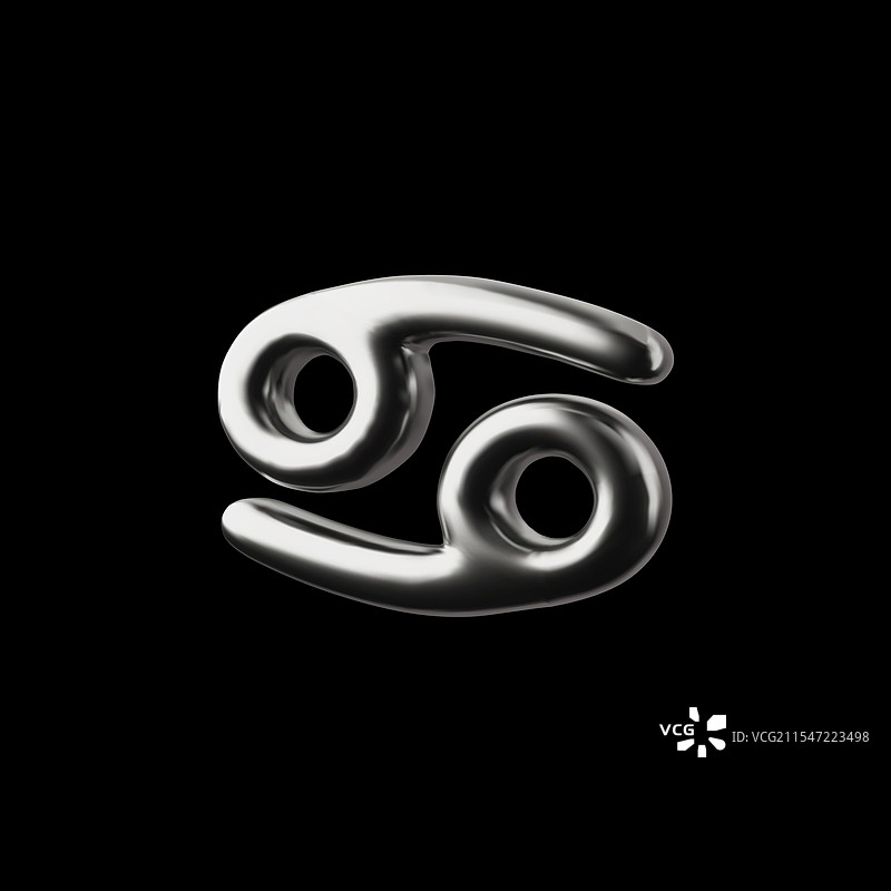 巨蟹座光泽铬3D效果金属图片素材