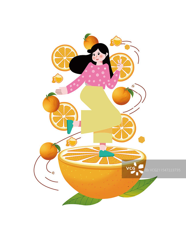 快乐女孩橙子图片素材