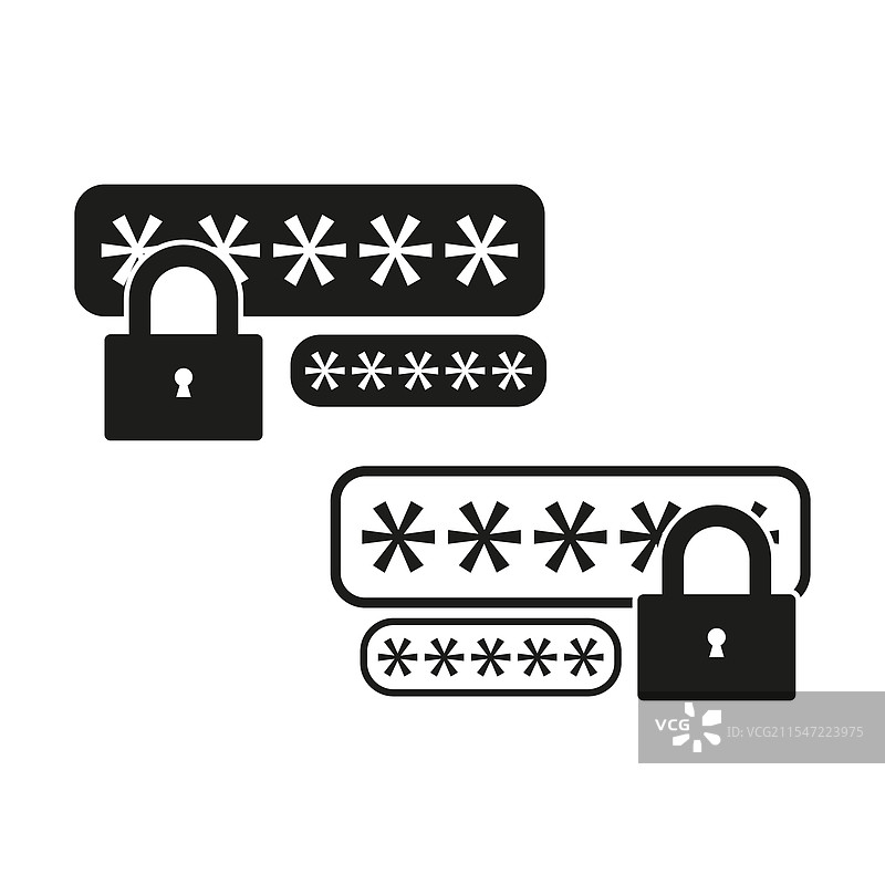 密码安全图标和锁定的密码字段图片素材