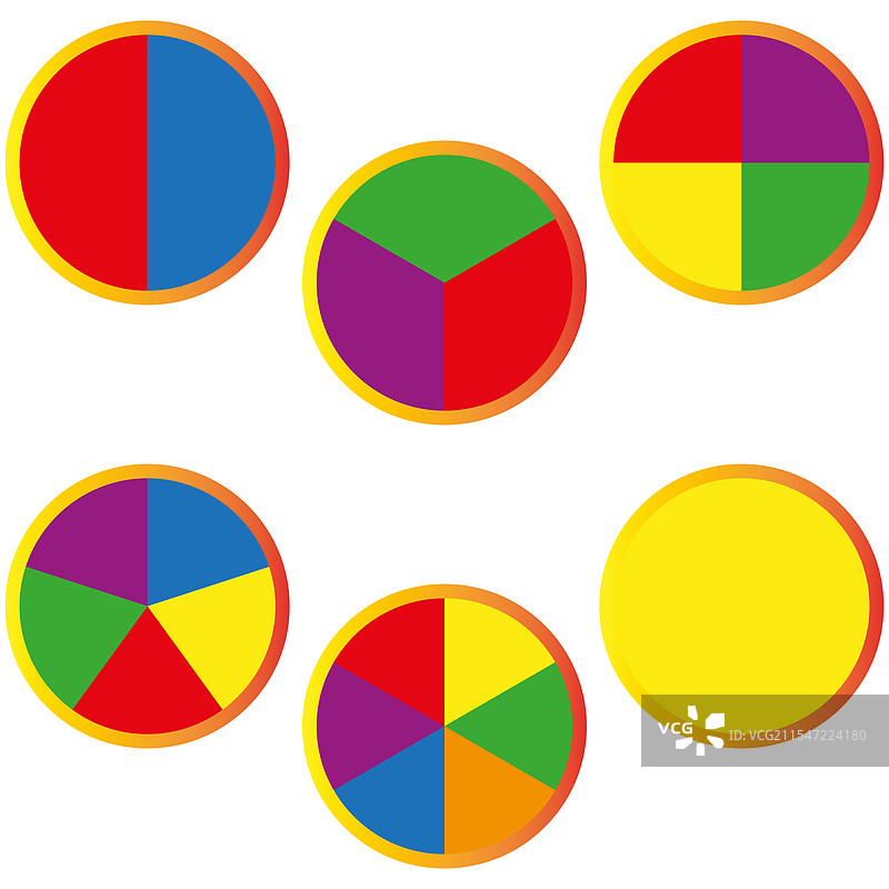 彩色饼图分段圆形图形数据图片素材