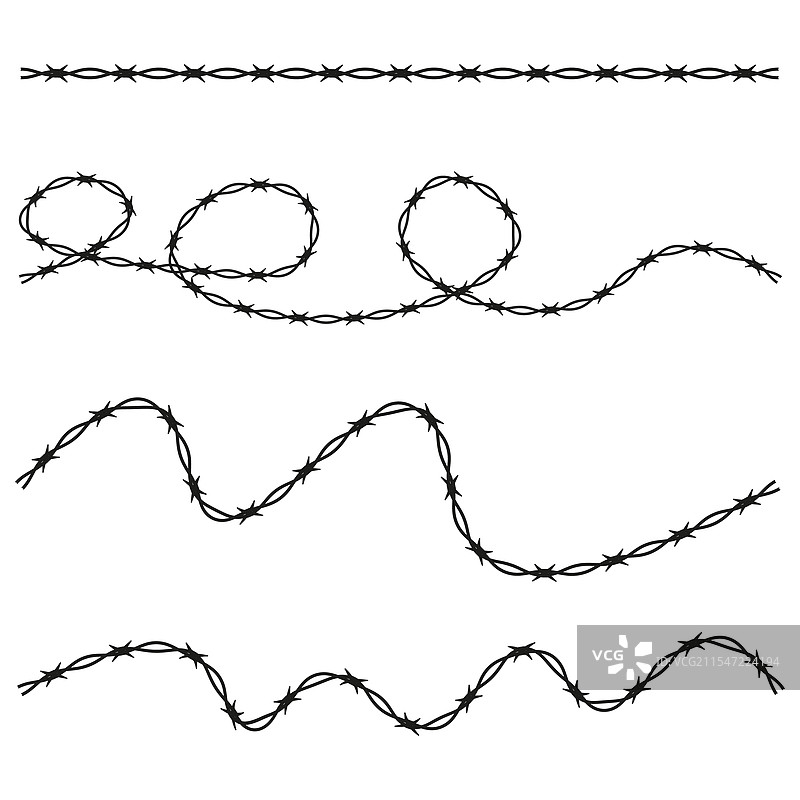 黑色尖锐的铁丝网形状，危险的线条图片素材