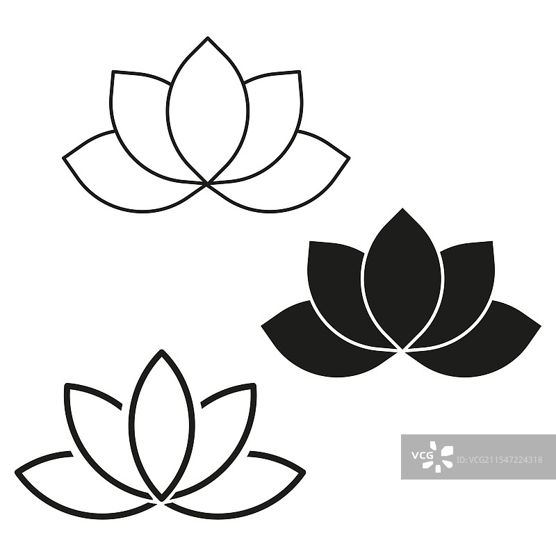 黑白莲花图标图形图片素材