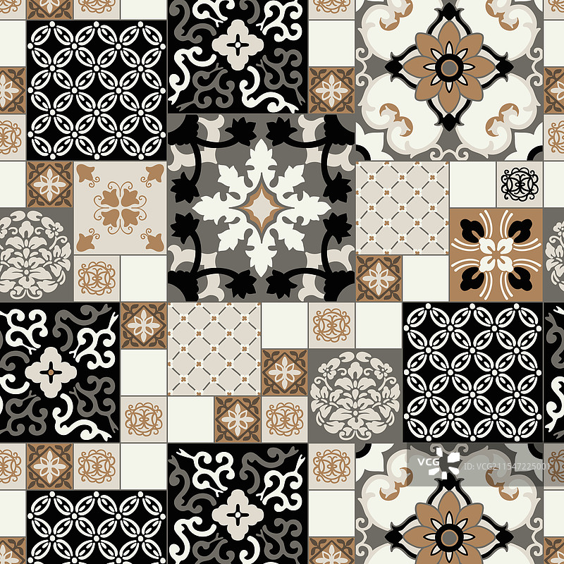 西班牙和意大利风格的大型瓷砖套装图片素材