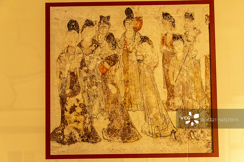广东省珠海博物馆“陕西唐代文物精华展”：宫女图（永泰公主墓出土，陕西历史博物馆藏）图片素材