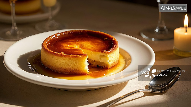 【AI数字艺术】焦糖布蕾表层特写图片素材