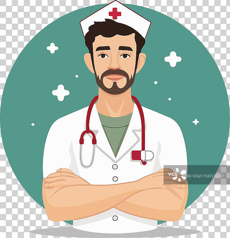 白色背景上的男性护士图片素材