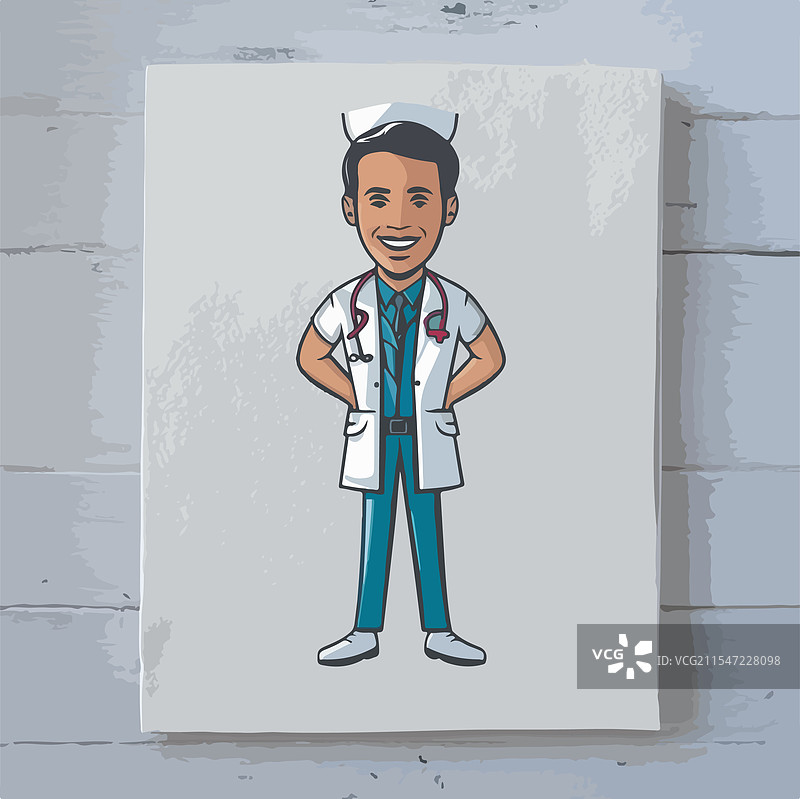 白色背景上的男性护士图片素材