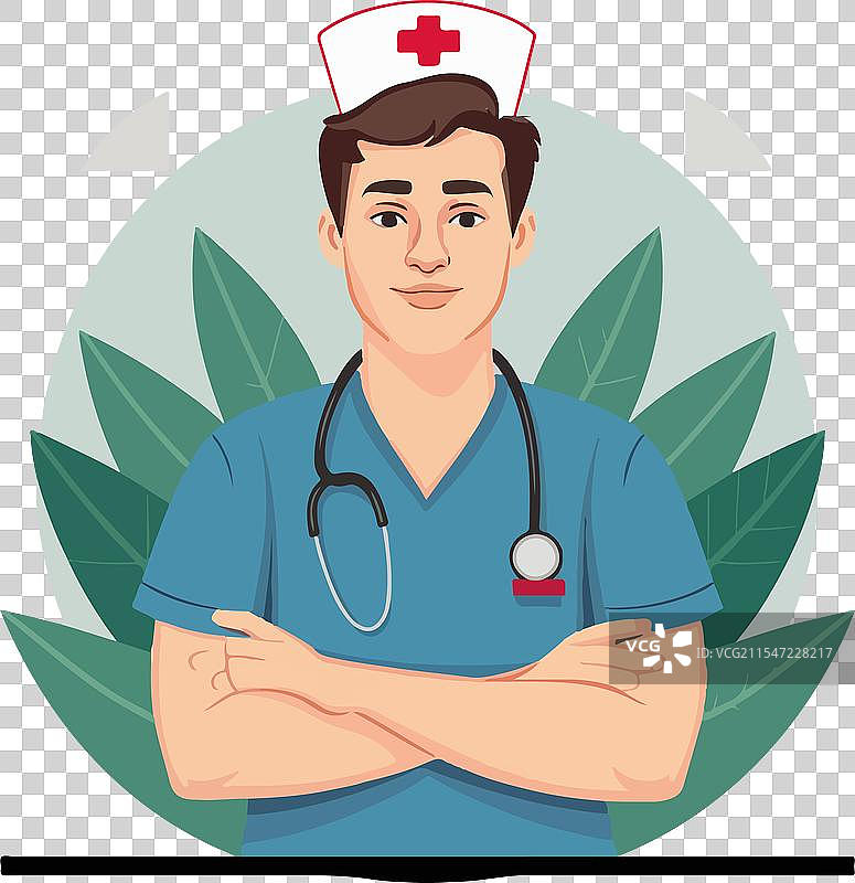 白色背景上的男性护士图片素材