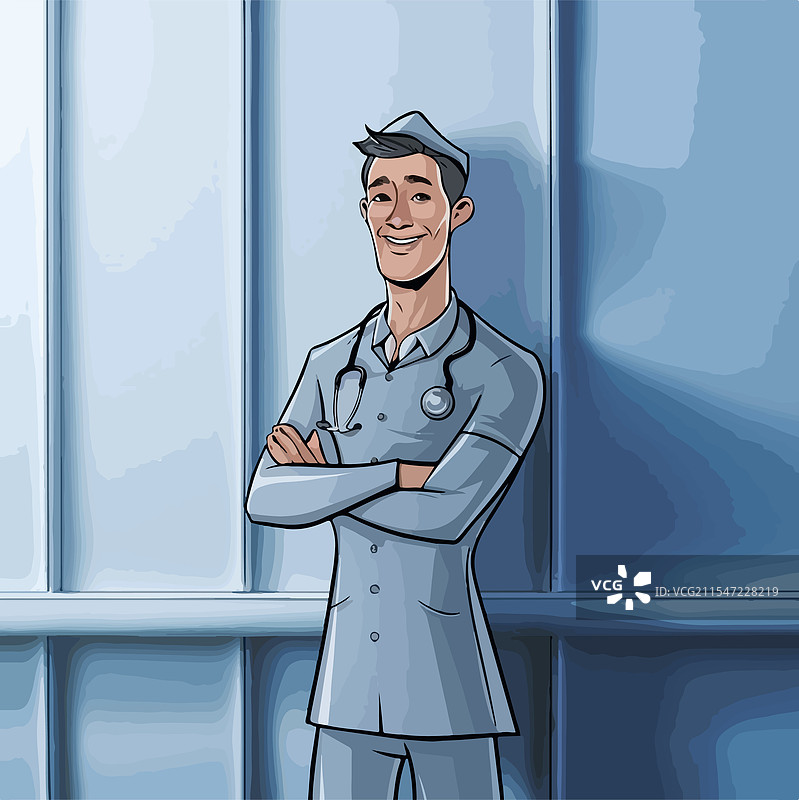 白色背景上的男性护士图片素材