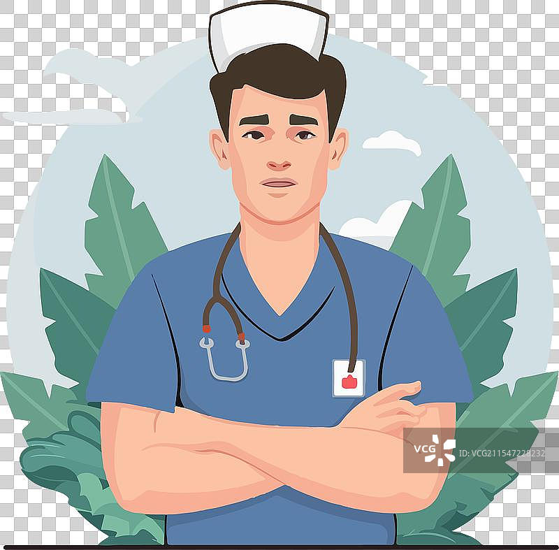 白色背景上的男性护士图片素材