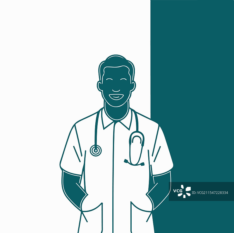 白色背景上的男性护士图片素材