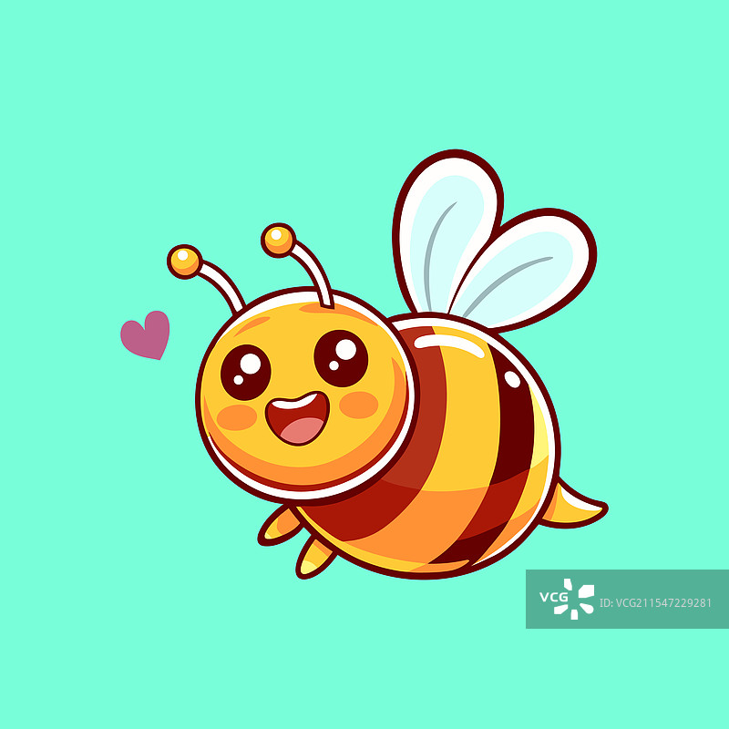 可爱的蜜蜂飞行卡通图标图片素材