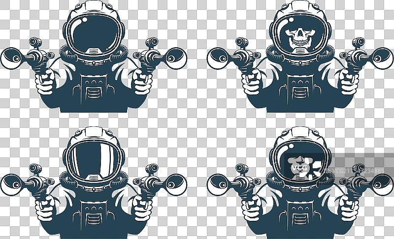 手持激光枪的宇航员图片素材