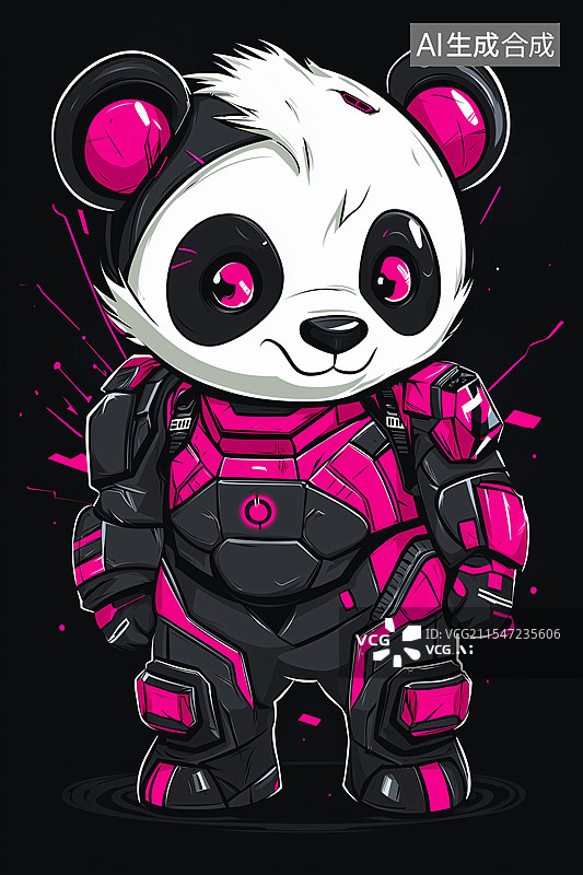 【AI数字艺术】潮酷熊猫战士图片素材