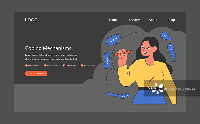 应对机制网页横幅或着陆页（深色）图片素材