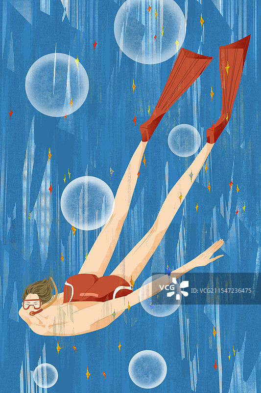 运动健身潜水插画图片素材