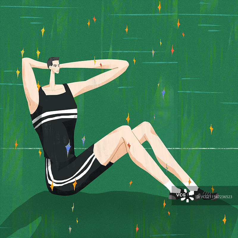 运动仰卧起坐插画图片素材