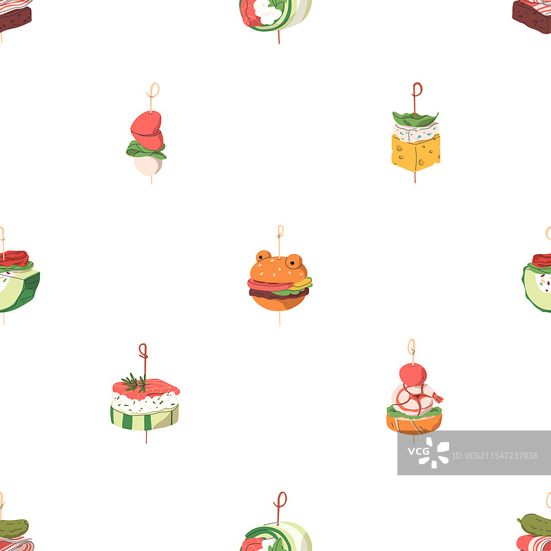 迷你开胃小吃无缝图案图片素材