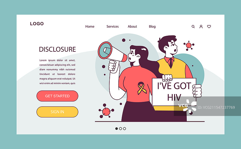 世界艾滋病日网页横幅或着陆页 HIV图片素材