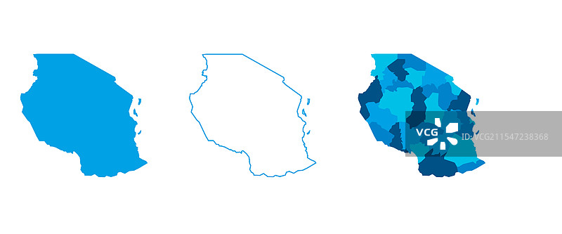 坦桑尼亚行政区划政治地图图片素材