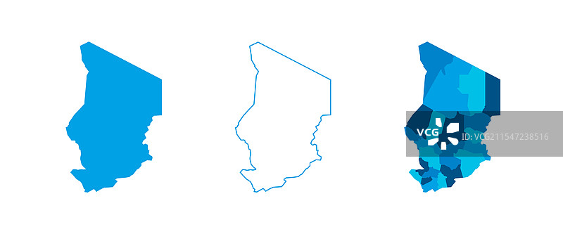 乍得行政区划政治地图图片素材