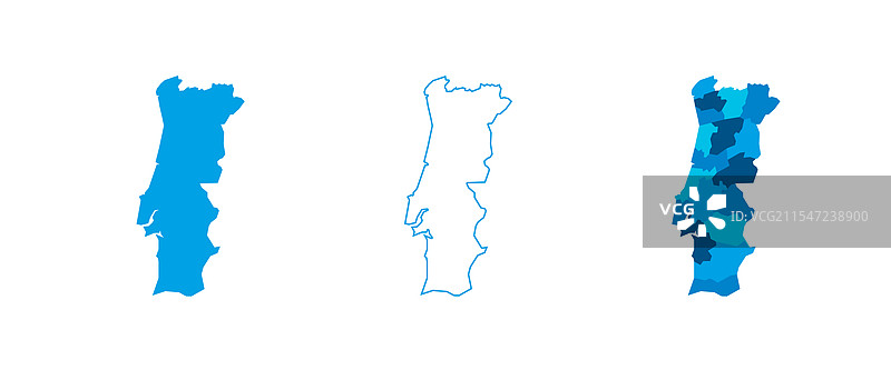 葡萄牙行政区划政治地图图片素材