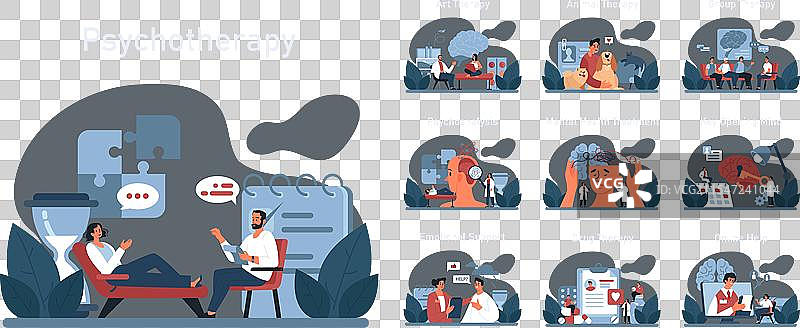 心理治疗黑暗或夜间模式的精神科医生图片素材