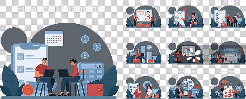 财务规划黑暗或夜间模式设置图片素材