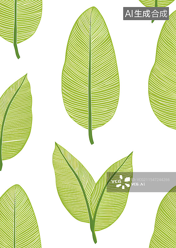 【AI数字艺术】简约清新的叶片线条图片素材